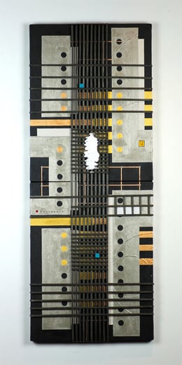 JAPANESE SECRET - SUKIYA 6   318mm×820mm (318mm×410mm each)  F6×2  Acrylic, bamboo, wood, plaster   2014