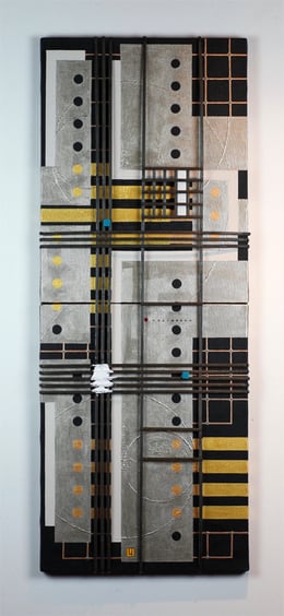 JAPANESE SECRET - SUKIYA 8   318mm×820mm (318mm×410mm each)  F6×2  Acrylic, bamboo, wood, plaster   2014