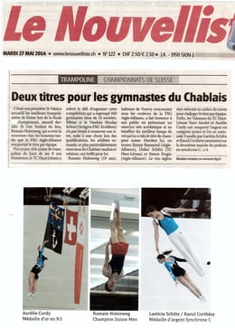 Le Nouvelliste, 27.05.14: Finale suisse à Vouvry