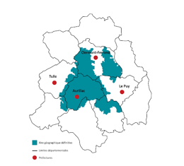 Zone géographique du Bleu d'Auvergne