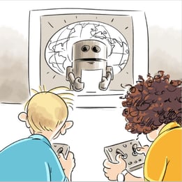Sturmer und Holzinger steuern Roboter (Cartoon)