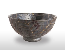 丼碗（赤ストライプ）古屋眞理子