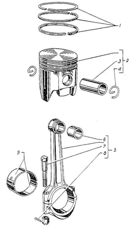 Kolben mit Pleuelstangen