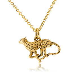 Handgefertigte Anhänger auf Kundenwunsch von der Goldschmiede OBSESSION Zürich und Wetzikon. Model Gepard in Gelbgold mit Ankerkette.