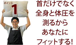オーダー枕のポイント１　全身を測るからフィットする