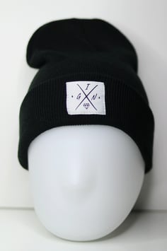 Beanie schwarz beige