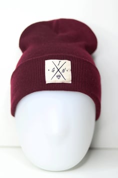 Beanie Bordeaux beige