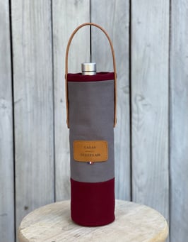 Sac à bouteille gris/rouge lie de vin