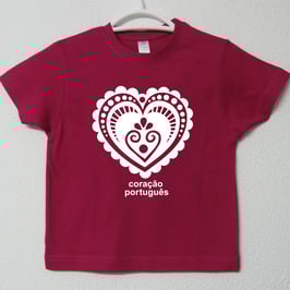 T-shirt Coração Português | Cor Fúcsia