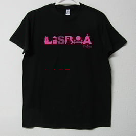Lisboa T-shirt | Black Colour (Lisboa in pink)