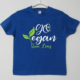 Go Vegan T-shirt |  Royal Blue Colour