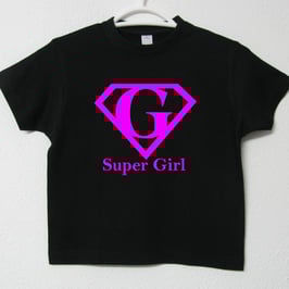 Super Girl T-shirt| Black & Fucsia Colour