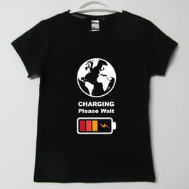 Charging Woman T-shirt | Black Colour
