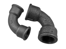 Bogen Nr. 2a kurz, 90° I/I, schwarzer Temperguss