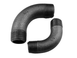 Bogen Nr. 3 lang, 90° A/A, schwarzer Temperguss