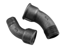 Bogen Nr. 40, 45° I/A, schwarzer Temperguss