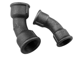 Bogen Nr. 41, 45° I/I, schwarzer Temperguss