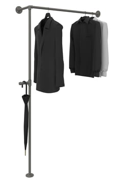 Angolo II - Kleiderstange in L-Form, 100 bis 160 cm