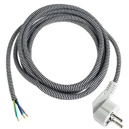 Textilkabel mit Stecker, 3 Meter