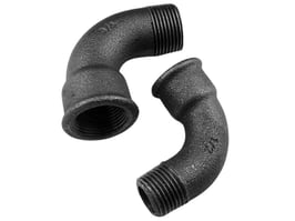 Bogen Nr. 1a kurz, 90° I/A, schwarzer Temperguss