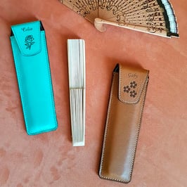 Funda para abanico de mano de piel genuina