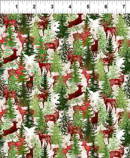 Winter Solstice II, Deer - Multi, In The Beginning Fabrics 07099850925