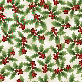 Ilex auf Creme mit Gold, Holiday Traditions, Hoffman Fabrics 09215050722