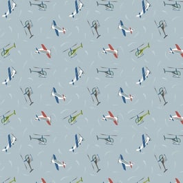 Helicopters & Planes on Pale Blue, Lewis & Irene 06755550818