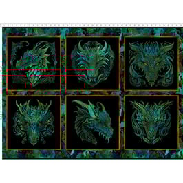 Dragons - Emerald Reign, Small Panel - Multi, In The Beginning Fabrics 09126950925