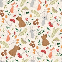 Forest Family, Multi Large Allover Animals, P&B Textiles 09180650922