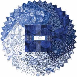 10in Squares Indigo Splash, 42pcs, Wilmington Prints