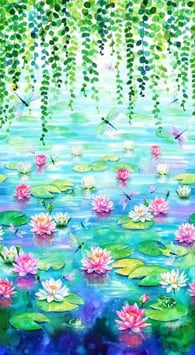 Water Lily, Wading with Water Lilies, Hoffman Fabrics 100924501022