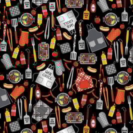 Chillin & Grillin Licensed To Grill Black, Benartex Kanvas 02098950924