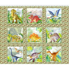 1DIN1 Dino Panel Multi, Dinosaur Friends, In The Beginning Fabrics 08017950821