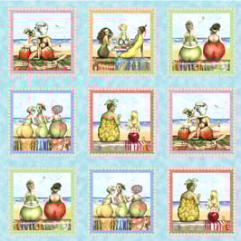 Fruit Ladies, Block Panel Blue, Elizabeth´s Studio 06063450724