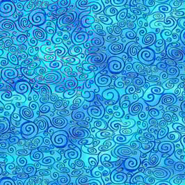 Wings of Gold, Blue Swirly Scrolls Metallic Blender, Timeless Treasures 02037950824