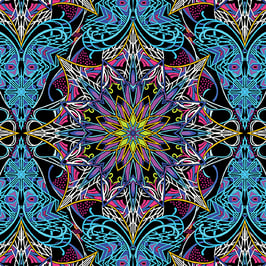 Needle Stars, Byzantium Blue/Multi, Paula Nadelstern, Benartex 09154950923