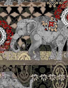 Elephants black, Timeless Treasures 07061850621