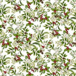 Cream Holly & Mistletoe, Winter Garden, Henry Glass 08015550722