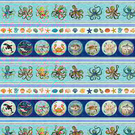 Deep Sea Dazzle, Undersea Border Stripe, QT Fabrics 05089850825