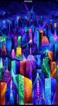 24" Electric Skyline Panel, Nightlife by Chong-a Hwang, Timeless Treasures 08087050619