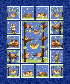 Navy Baron the Bear Quilt Panel, Susybee 02431850720