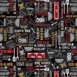 Chillin & Grillin Words Charcoal, Benartex Kanvas 02088950924