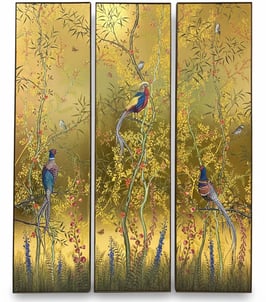 Drieluik gouden Chinoiserie Fazanten