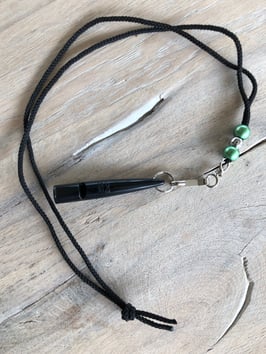 Reepschnur khaki mit silber/grünen Beads OHNE Pfeife