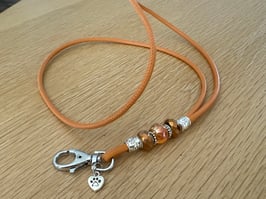Glattleder mandarine mit geschliffenen Beads Klimbim Herz ❤️ my dog