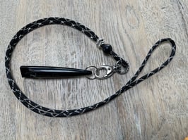 Paracord schwarz metallic Glitter silber mit Kleeblatt OHNE Pfeife