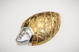 Cisa: "Stadtgöttin Augsburgs vor Kaiser Augustus, groß - Gesicht 925/- Sterling Silber, Zirbelnusskrone Gold plattiert