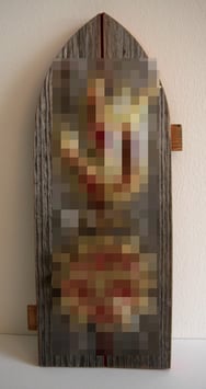 Original Korpsflamme auf echtem Antikholz