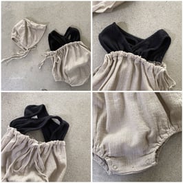 ノースリボネットロンパース